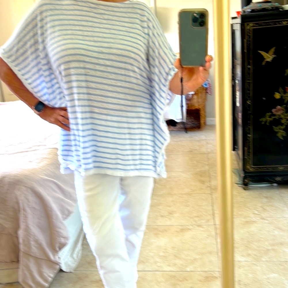 J Jill, light blue and white linen too. XS.